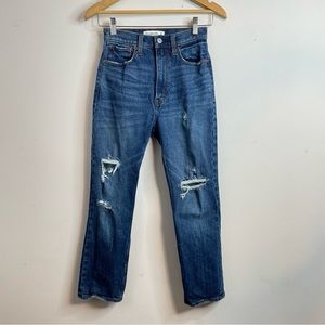 Abercrombie Fitch The Ankle Straight Ultra High Rise Distressed jeans 25 0 short